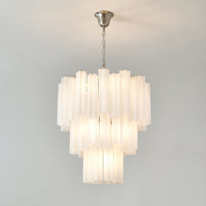 Frosted Glass Tubes Chandelier - Modern Design with Adjustable Height
