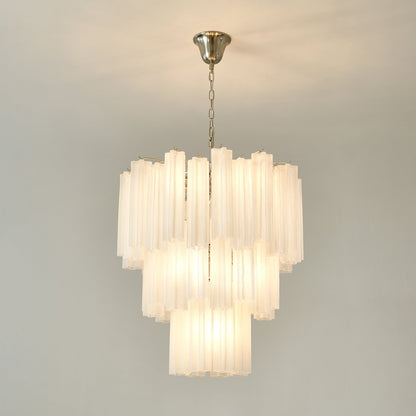 Frosted Glass Tubes Chandelier - Modern Design with Adjustable Height