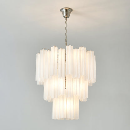 Frosted Glass Tubes Chandelier - Modern Design with Adjustable Height