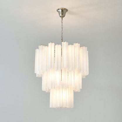 Frosted Glass Tubes Chandelier - Modern Design with Adjustable Height