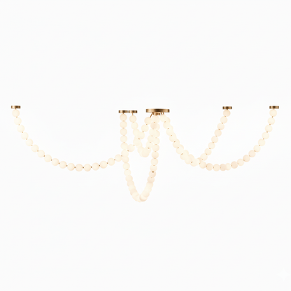 Elegant Pearl Glass Chandelier with Adjustable Height & Soft Lighting