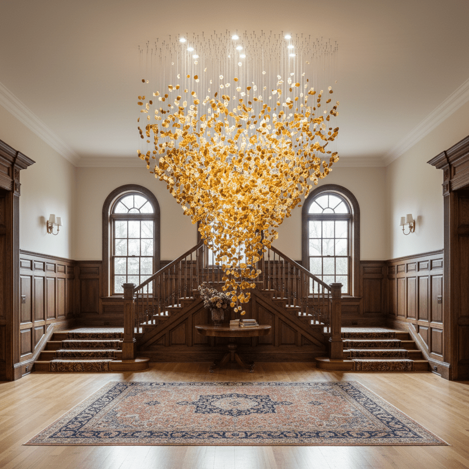 Elegant Crystal Stone Chandelier with Adjustable Height & LED Compatib