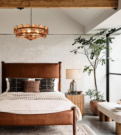 Solaris Disc Glass Chandelier - Modern Design, Adjustable Height, LED