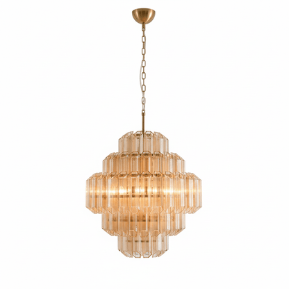 Aurum Cascade Glass Chandelier - Elegant Design with Adjustable Height