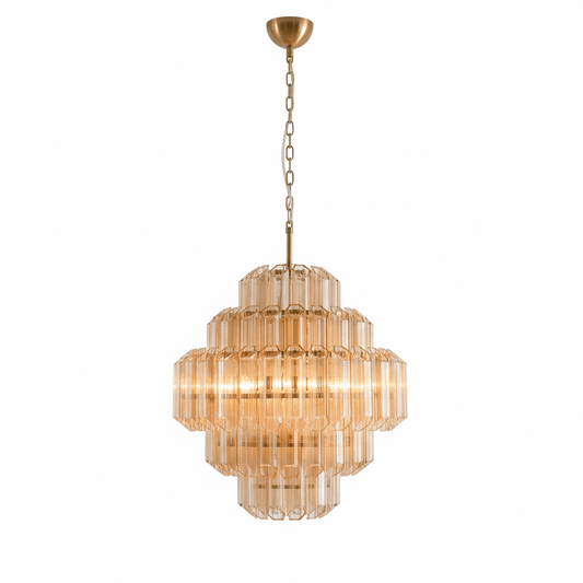 Aurum Cascade Glass Chandelier - Elegant Design with Adjustable Height