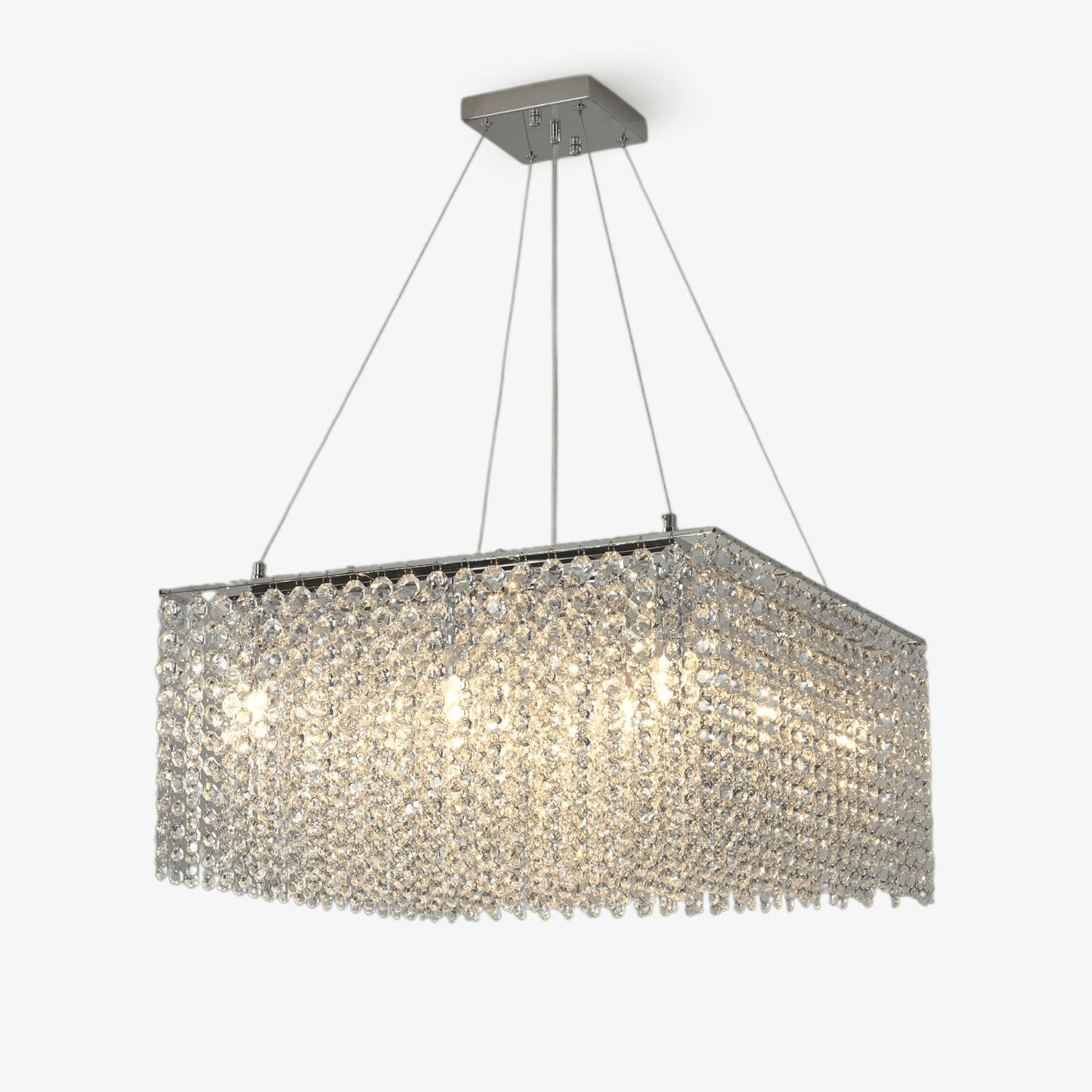 Elegant Crystal Frame Chandelier with Adjustable Height & LED Compatib