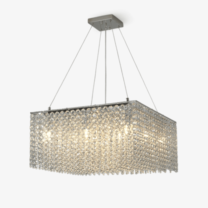 Elegant Crystal Frame Chandelier with Adjustable Height & LED Compatib