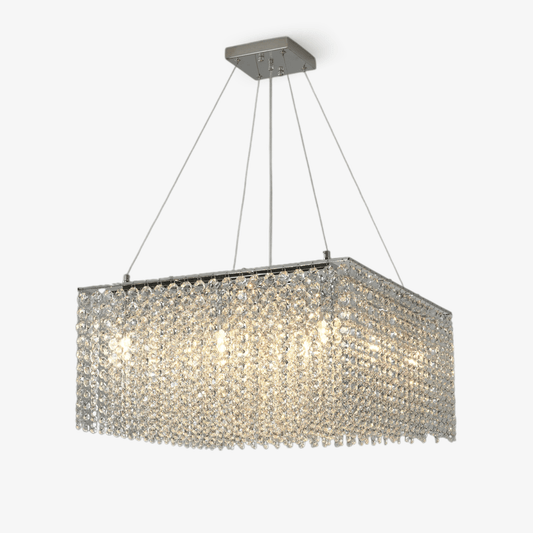 Elegant Crystal Frame Chandelier with Adjustable Height & LED Compatib