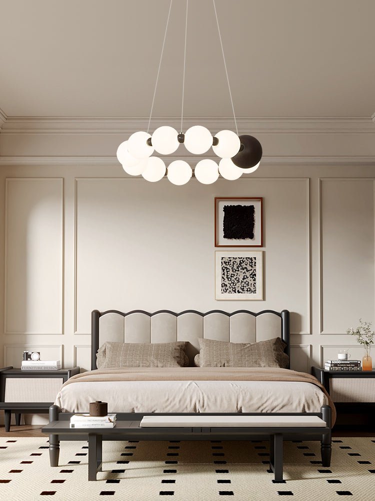 Celestial Bead Ring Chandelier - Elegant Design with Adjustable Height