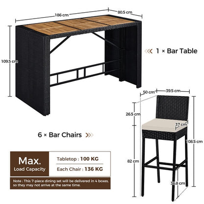 7-Piece Outdoor Bar Set Table and Chairs Position 7