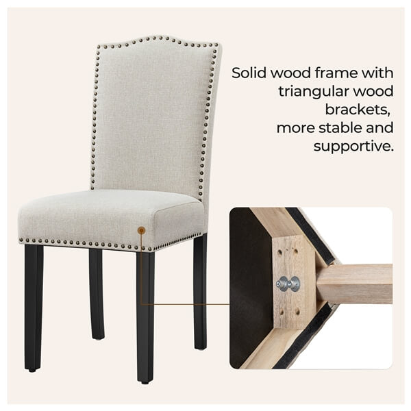 Upholstered Fabric Dining Chairs Set of 6 Beige Position 6