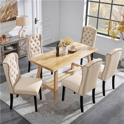 Upholstered Dining Chairs Set of 6 Button Tufted Kitchen Chairs Position 8