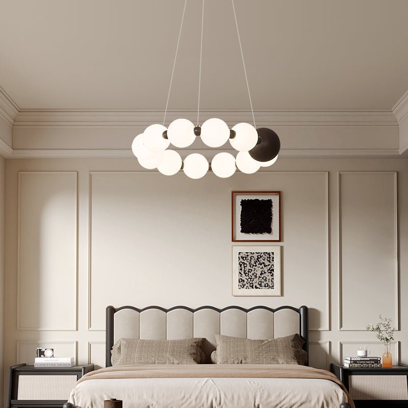 Celestial Bead Ring Chandelier - Elegant Design with Adjustable Height