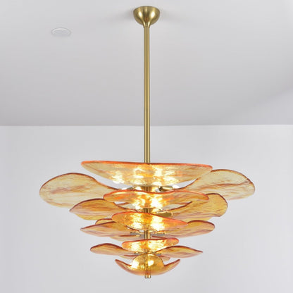 Elegant Petals Glass Chandelier - Dimmable, Energy-Efficient Lighting
