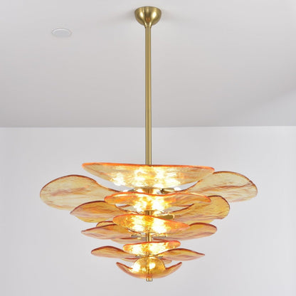 Elegant Petals Glass Chandelier - Dimmable, Energy-Efficient Lighting