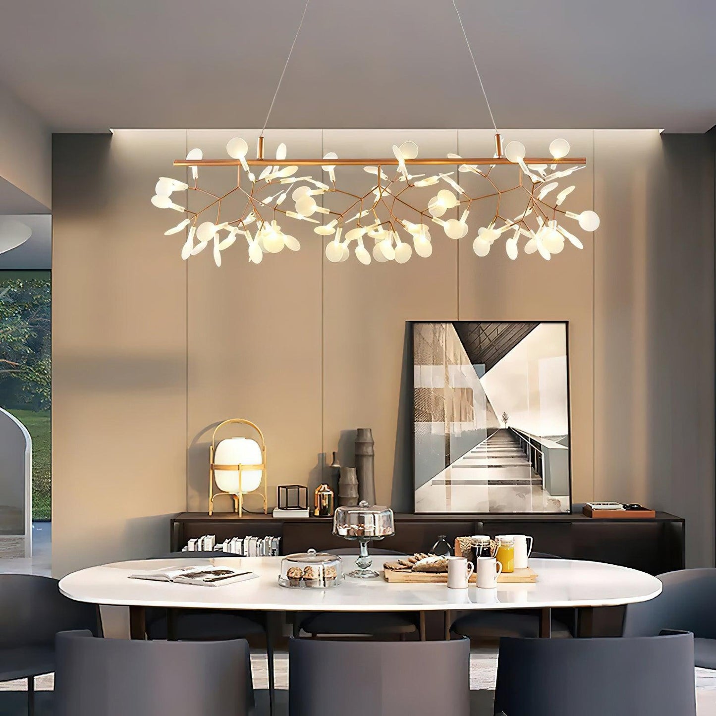 Elegant Long Firefly LED Chandelier - Dimmable & Energy Efficient