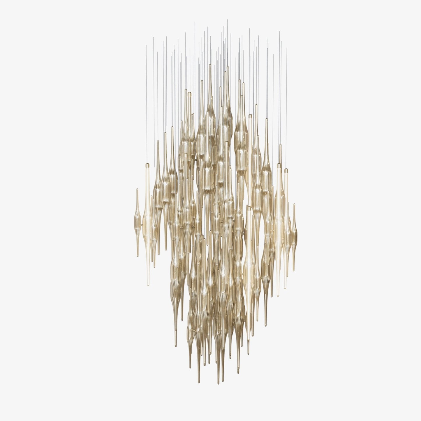 Elegant Vitara Glass Drop Chandelier with Adjustable Height & LED Comp