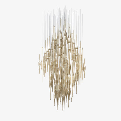 Elegant Vitara Glass Drop Chandelier with Adjustable Height & LED Comp