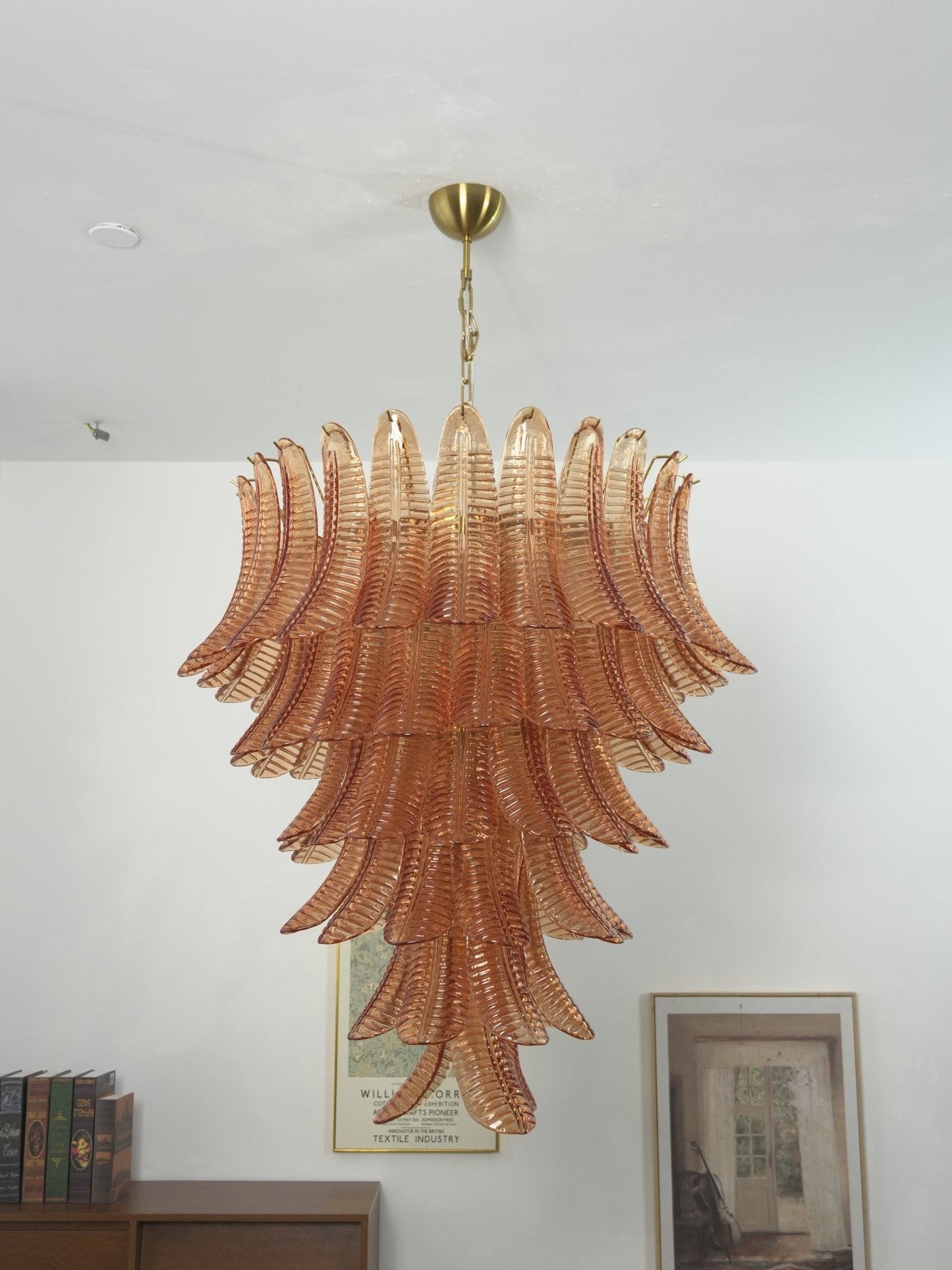 Amber Leaf Cascade Chandelier - Elegant Design with Adjustable Height
