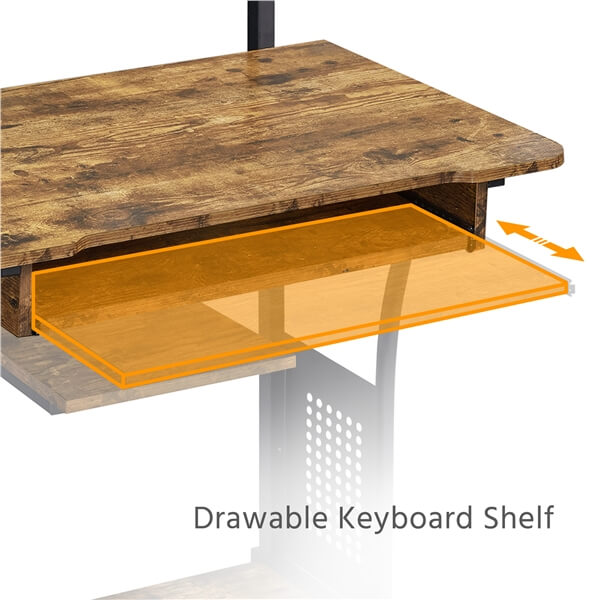 3 Tiers Rolling Computer Desk on Wheels Position 9
