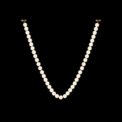 Elegant Pearl Glass Chandelier with Adjustable Height & Soft Lighting