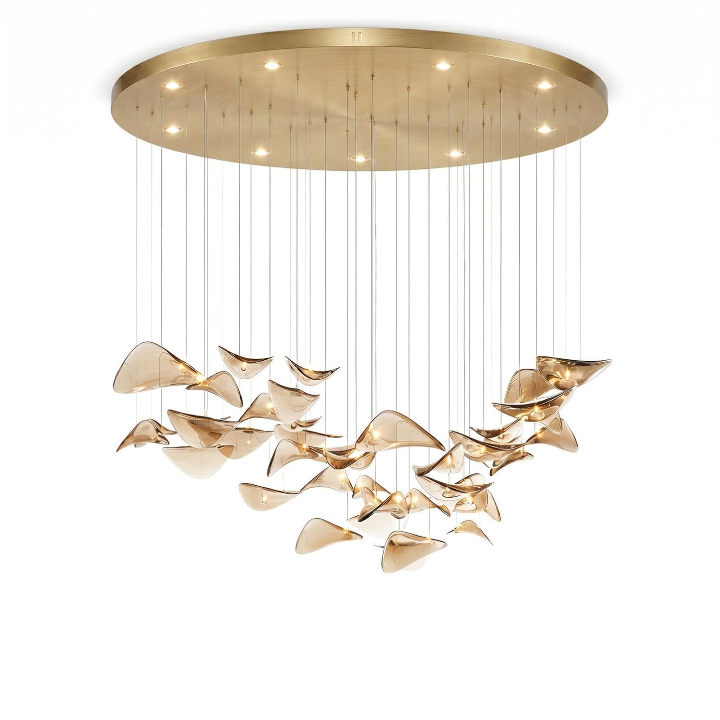 Elegant Wave Floating Leaf Chandelier with Adjustable Brightness & Eco