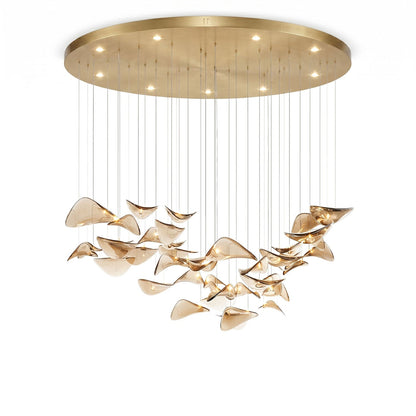 Elegant Wave Floating Leaf Chandelier with Adjustable Brightness & Eco