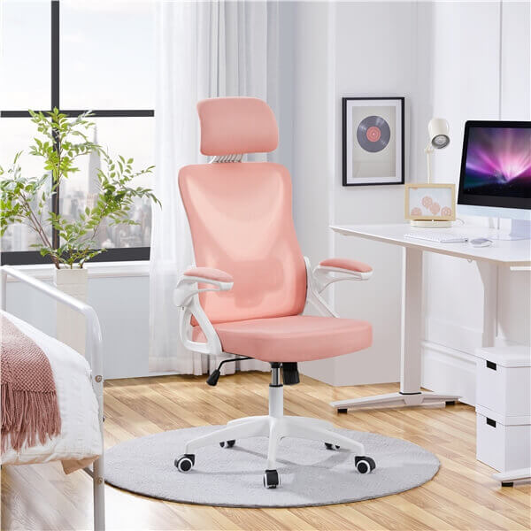High Back Mesh Office Chair with 90° Flip-up Armrest Position 8