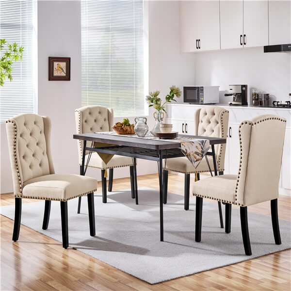 Upholstered Dining Chairs Set of 6 Button Tufted Kitchen Chairs Position 1