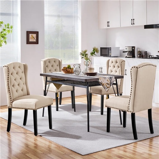 Upholstered Dining Chairs Set of 6 Button Tufted Kitchen Chairs Position 1