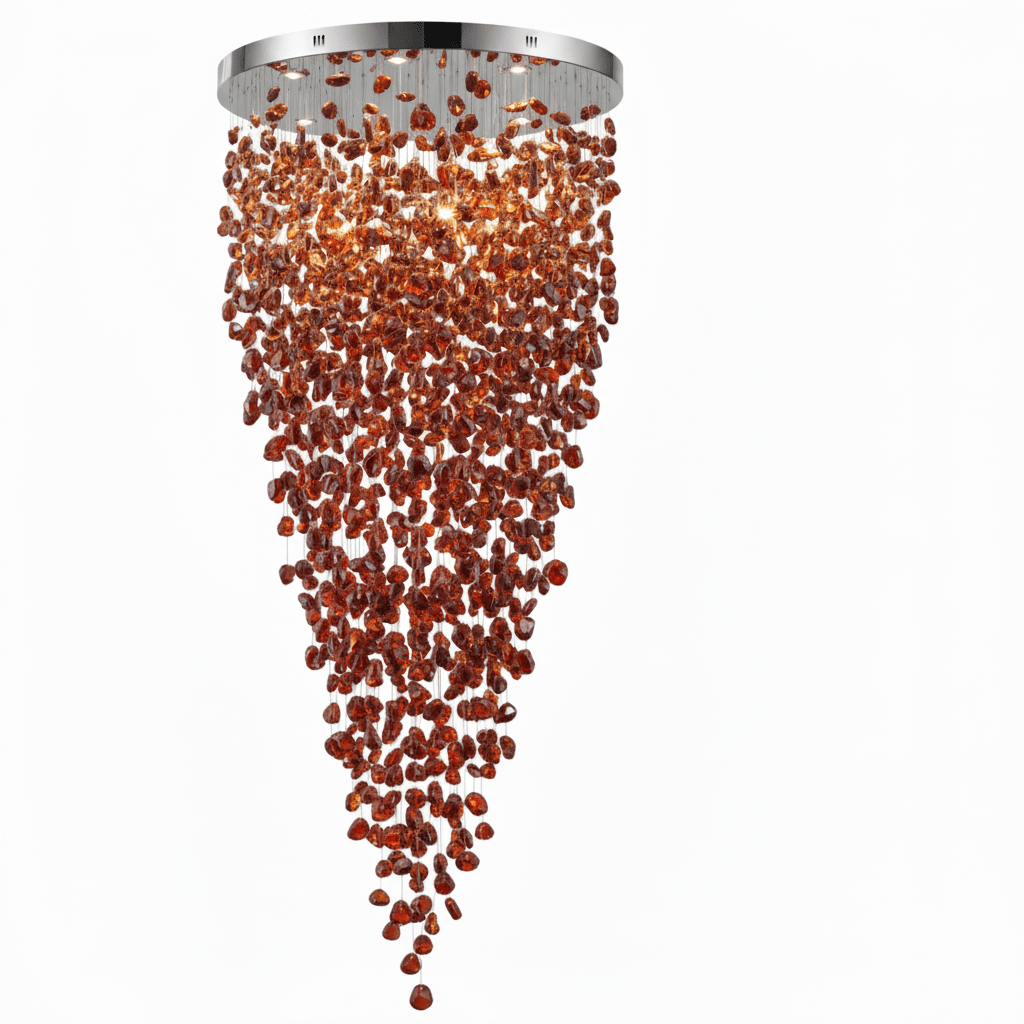Elegant Crystal Stone Chandelier with Adjustable Height & LED Compatib