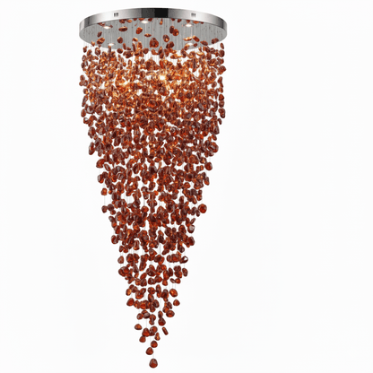 Elegant Crystal Stone Chandelier with Adjustable Height & LED Compatib