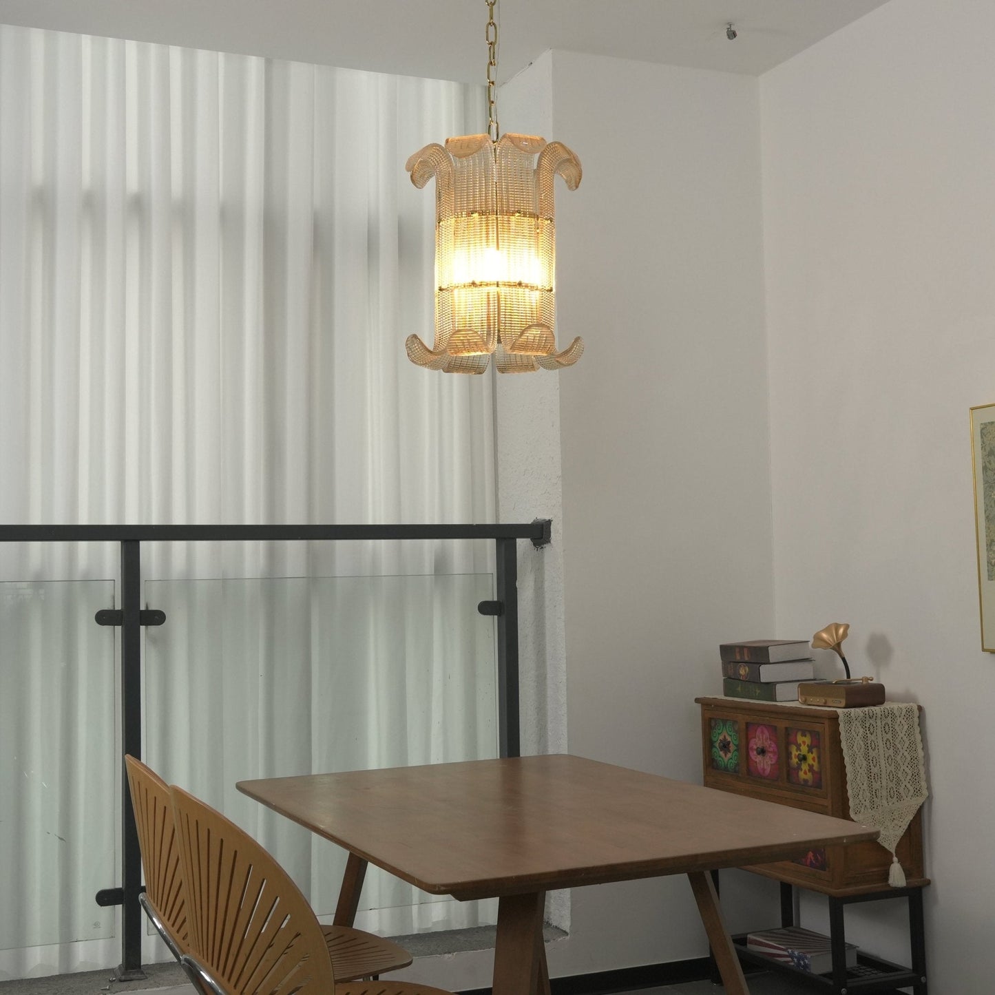 Elegant Small Chandelier with Adjustable Height & Energy-Efficient LED