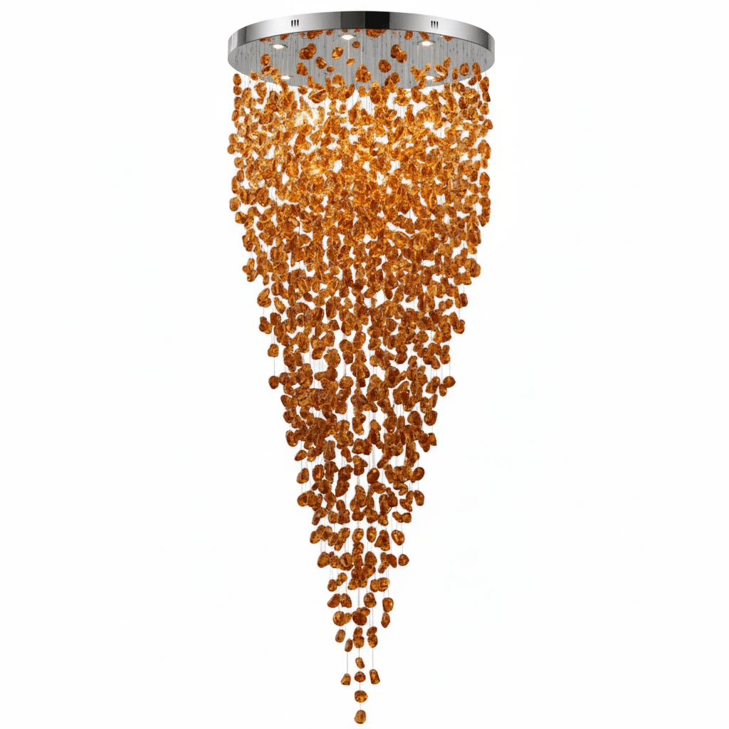 Elegant Crystal Stone Chandelier with Adjustable Height & LED Compatib