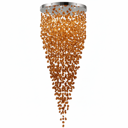 Elegant Crystal Stone Chandelier with Adjustable Height & LED Compatib