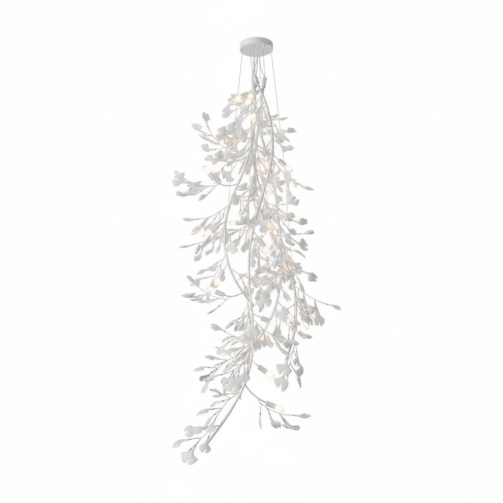 Gingko Cascade Branch Chandelier - Modern Design, Adjustable Height