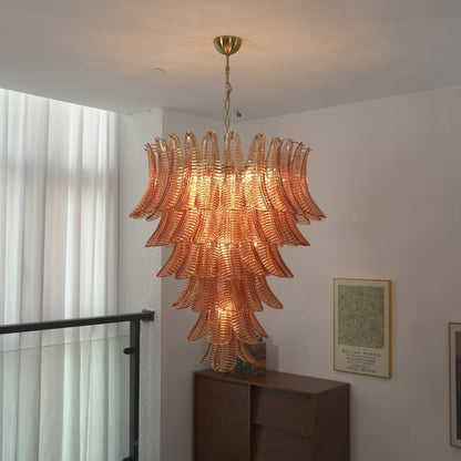 Amber Leaf Cascade Chandelier - Elegant Design with Adjustable Height