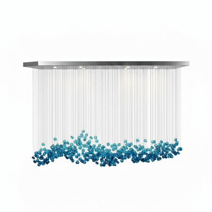 Elegant Crystal Stone Chandelier with Adjustable Height & LED Compatib