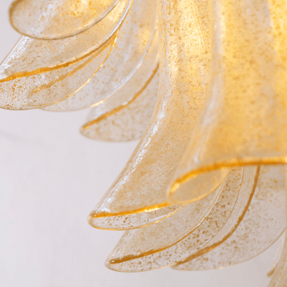 Elegant Glass Amber Lily Chandelier with Adjustable Height & LED Compa