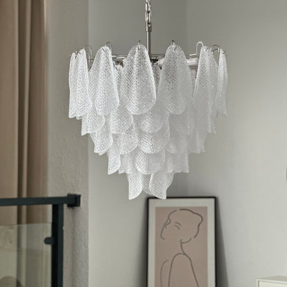 Elegant Glass Teardrop Chandelier with Adjustable Height & LED Compati