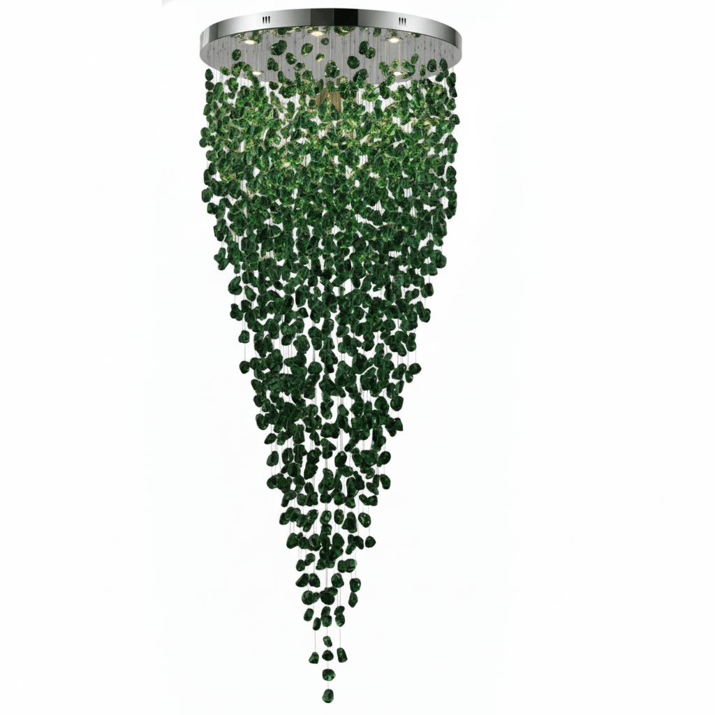 Elegant Crystal Stone Chandelier with Adjustable Height & LED Compatib