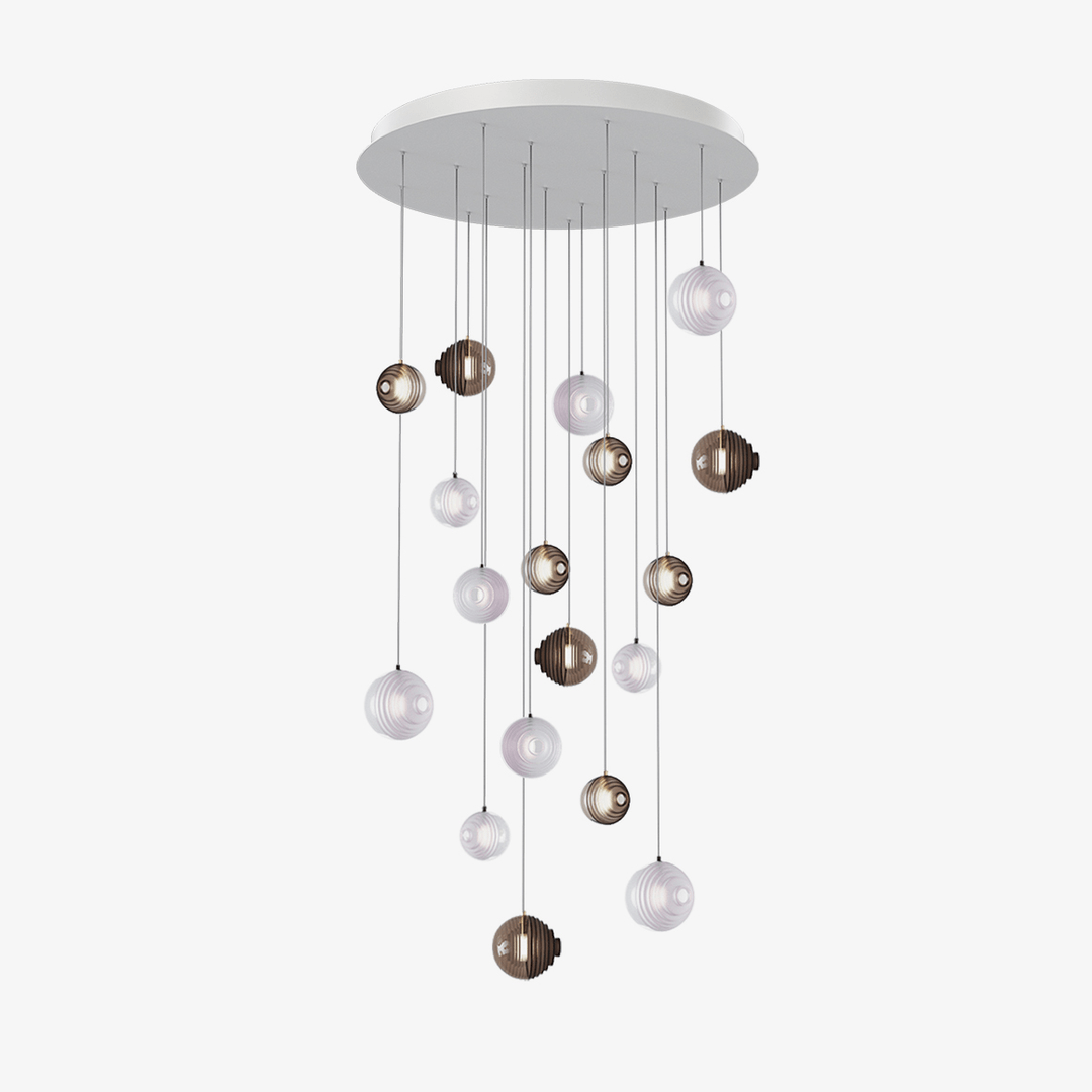 Cosmic Sphere Cascade Chandelier - Modern Design, Adjustable Height
