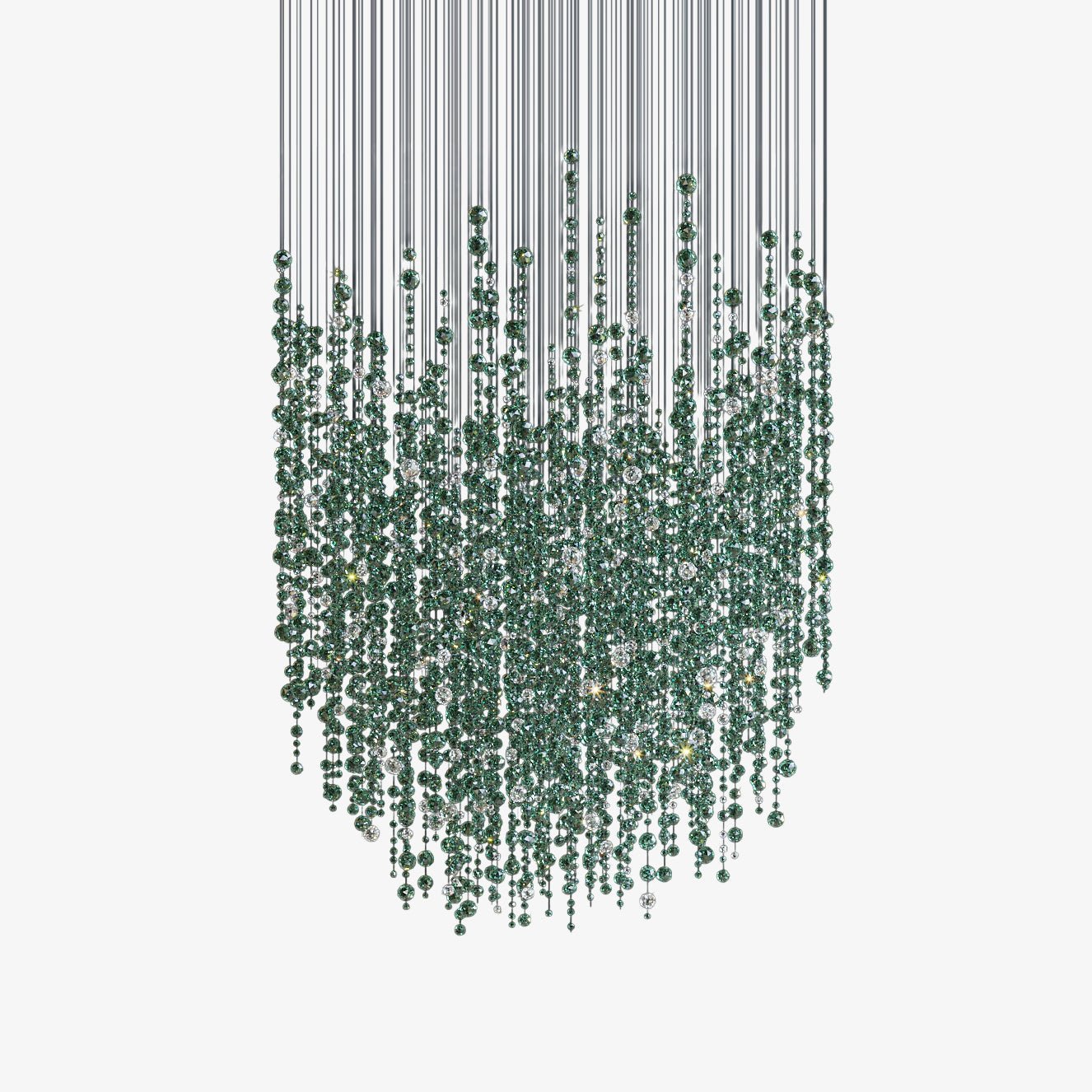 Emerald Rainfall Crystal Chandelier - Customizable, Elegant Lighting D