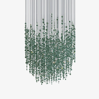Emerald Rainfall Crystal Chandelier - Customizable, Elegant Lighting D