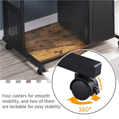 3 Tiers Rolling Computer Desk on Wheels Position 10