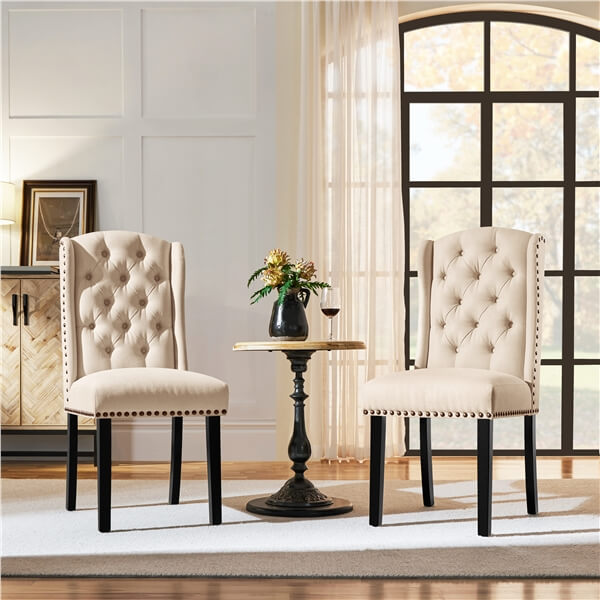 Upholstered Dining Chairs Set of 6 Button Tufted Kitchen Chairs Position 9