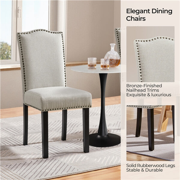 Upholstered Fabric Dining Chairs Set of 6 Beige Position 8