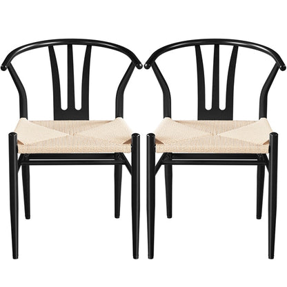 2PCS Weave Arm Chair Position 1