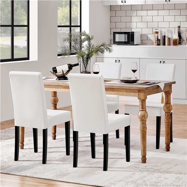 Dining Chairs Set of 4 PU Leather Upholstered Parsons Position 9