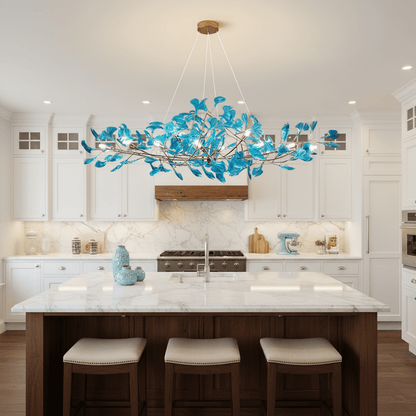 Acrylic Ginkgo Leaf Chandelier - Elegant Design with Adjustable Height